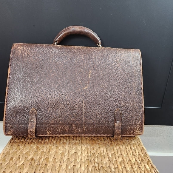 VINTAGE 1930s Distressed Briefcase - Picture 11 of 17